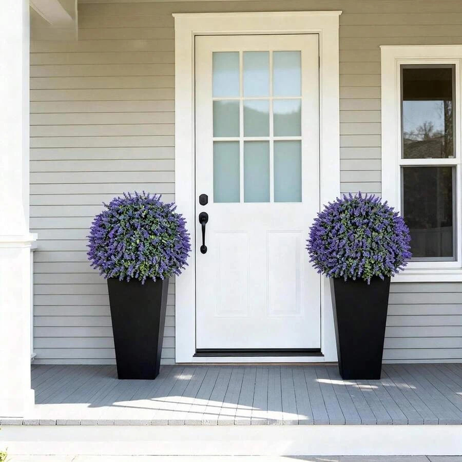 Artificial Plants Outdoor 21 6 Topiary Ball Trees Lavender 2 Front Porch Faux