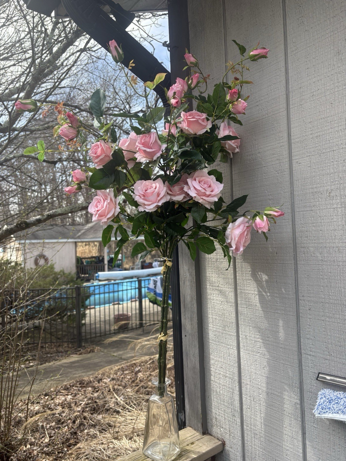 State Flower Pink Roses with Thorns 36″ Decorative Artificial Floral Bush large