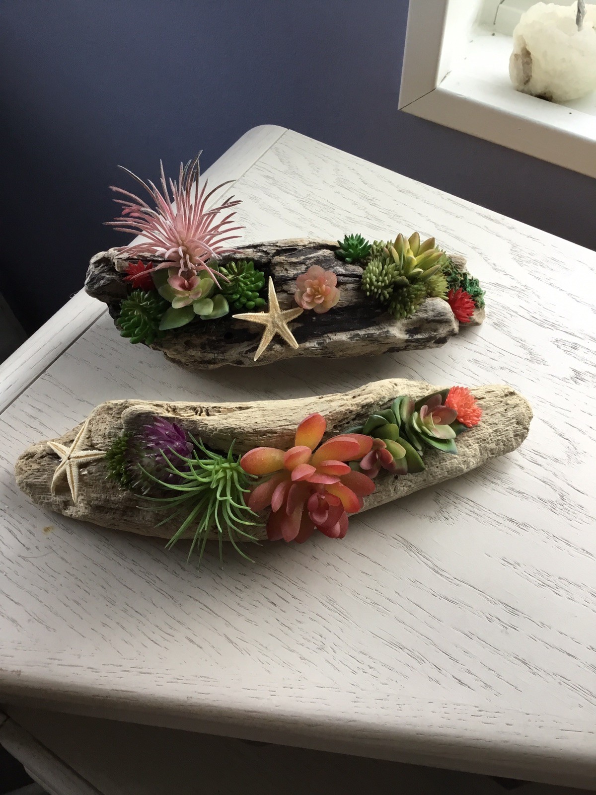 DRIFTWOOD FAUX SUCCULENT CENTREPIECE 2 ARRANGEMENTS – 8 & 10 Inches Long x 3Wide