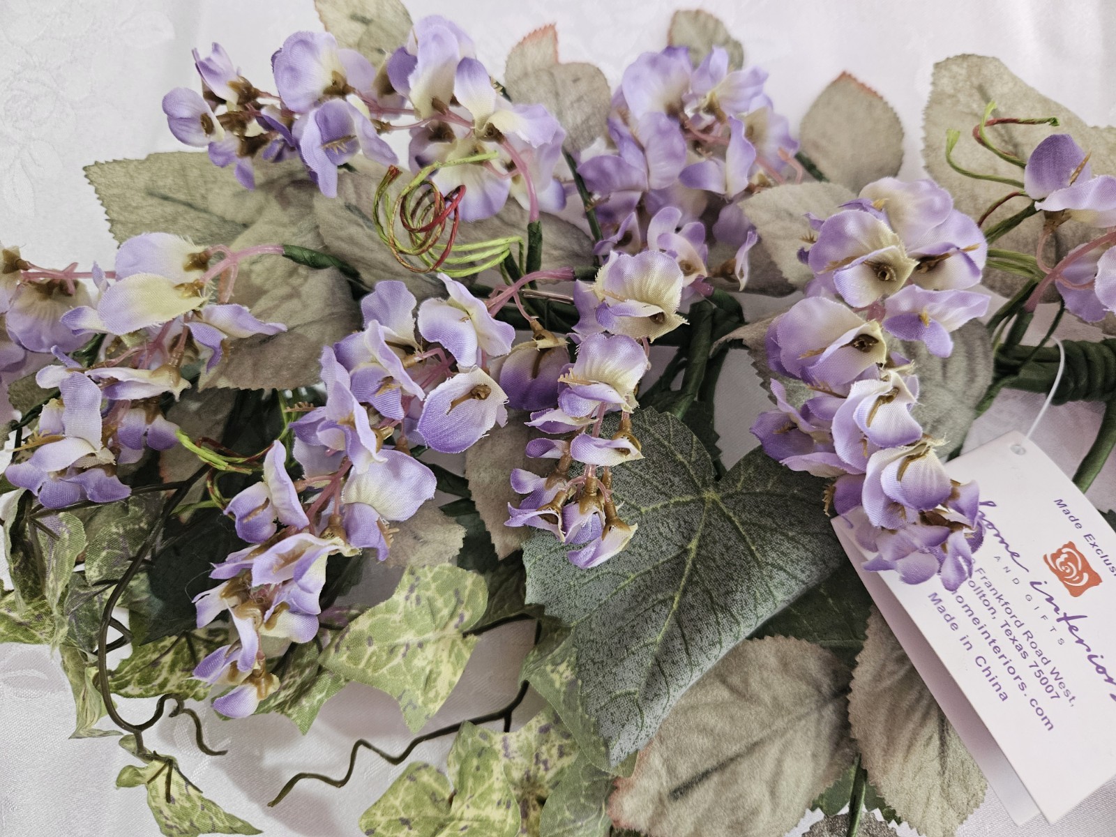 Home Interiors Wisteria Ivy Swag/Purple Lavendar Sage Green /New/25 Inches long