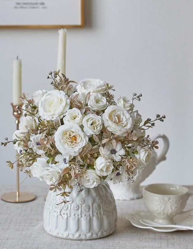 3 pcs Artificial Flowers Fake Peony Flowers Bouquet Silk Peony Rose Daisy