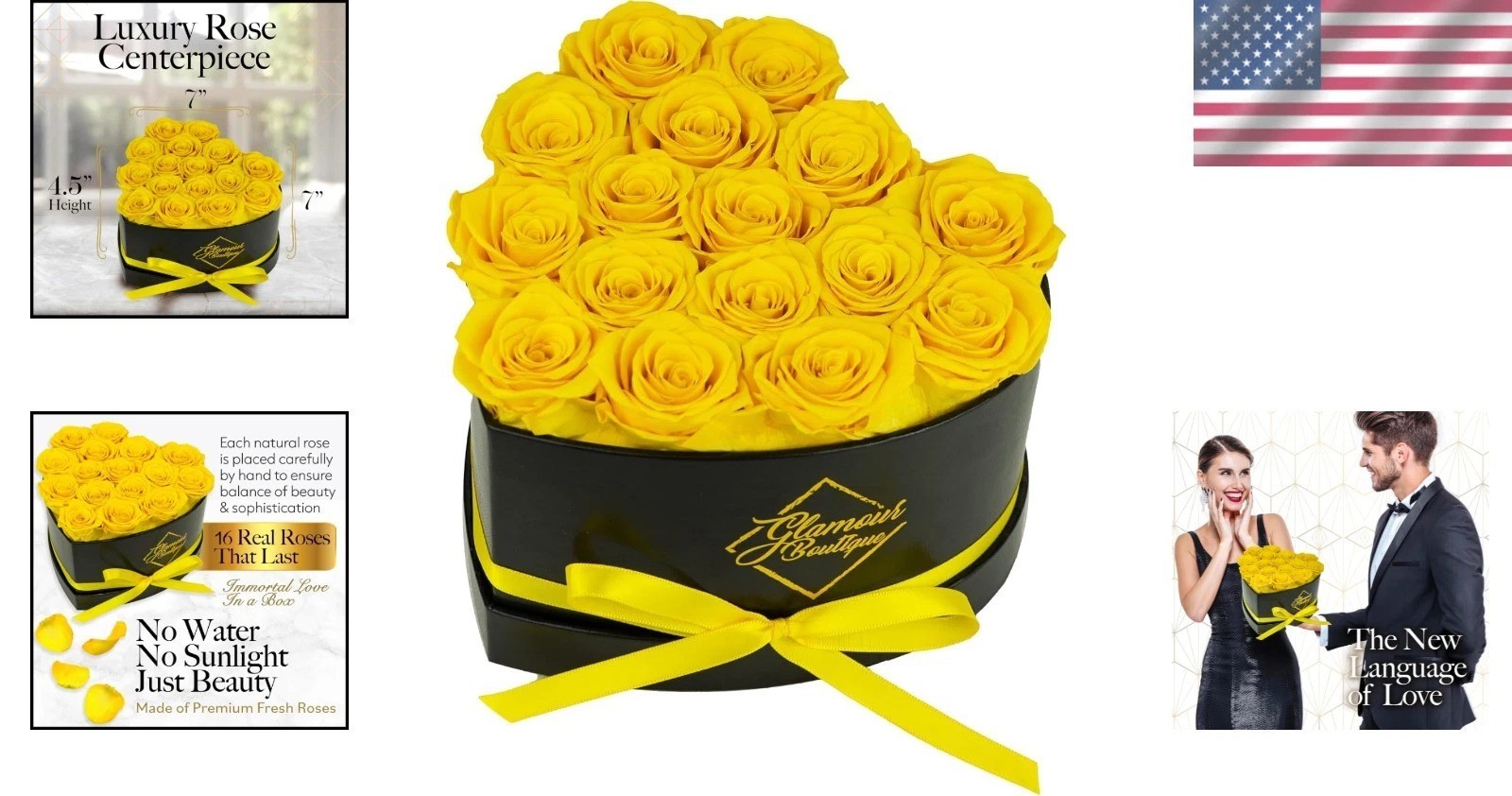 Beautiful 16 Yellow Eternal Roses Heart Box – Mom Anniversary Birthday Gift