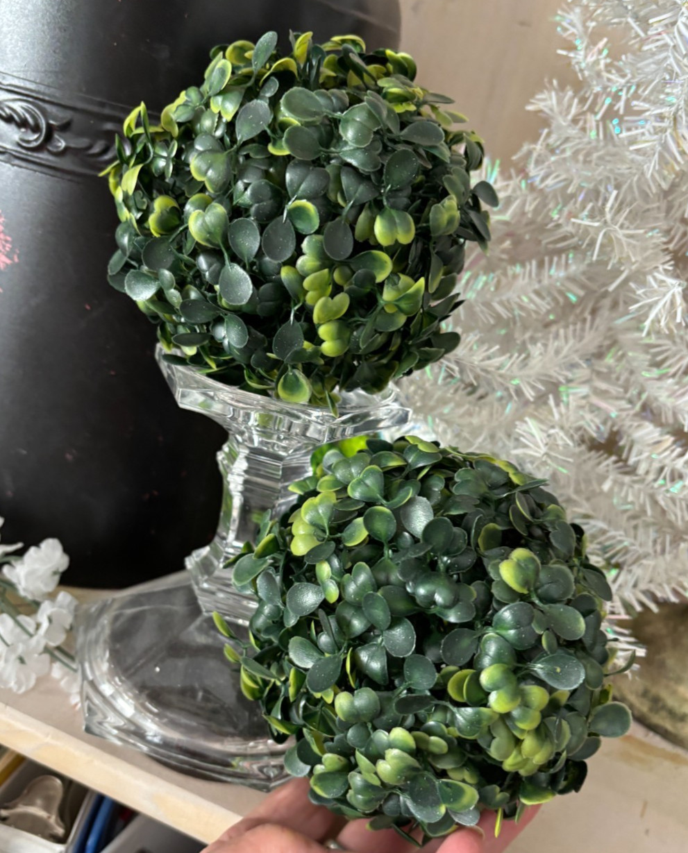 New 4.5″ Better Homes Garden Green FAUX BOXWOOD ORB Ball GREENERY Plant Plastic