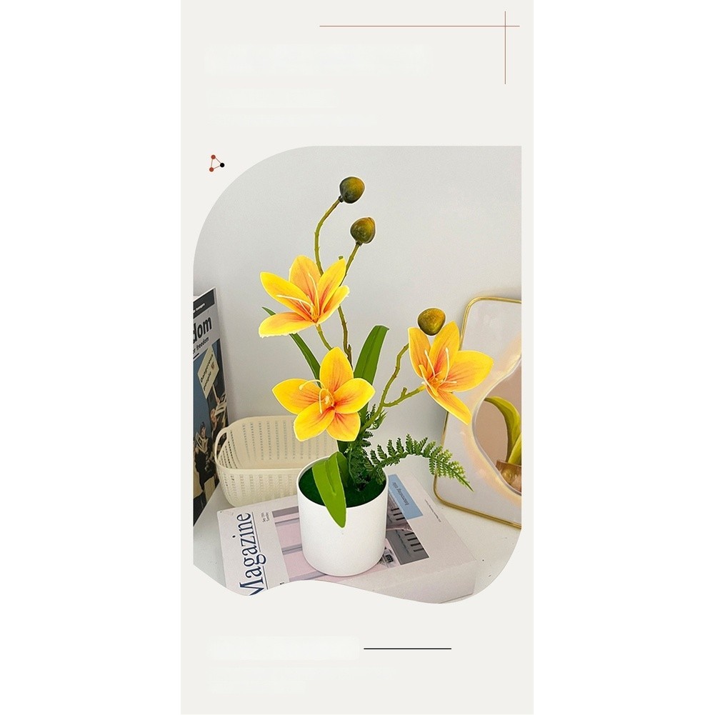 Plastic Artificial Magnolia Bonsai Flower White Pink Red Spots Yellow 8 8 31 cm