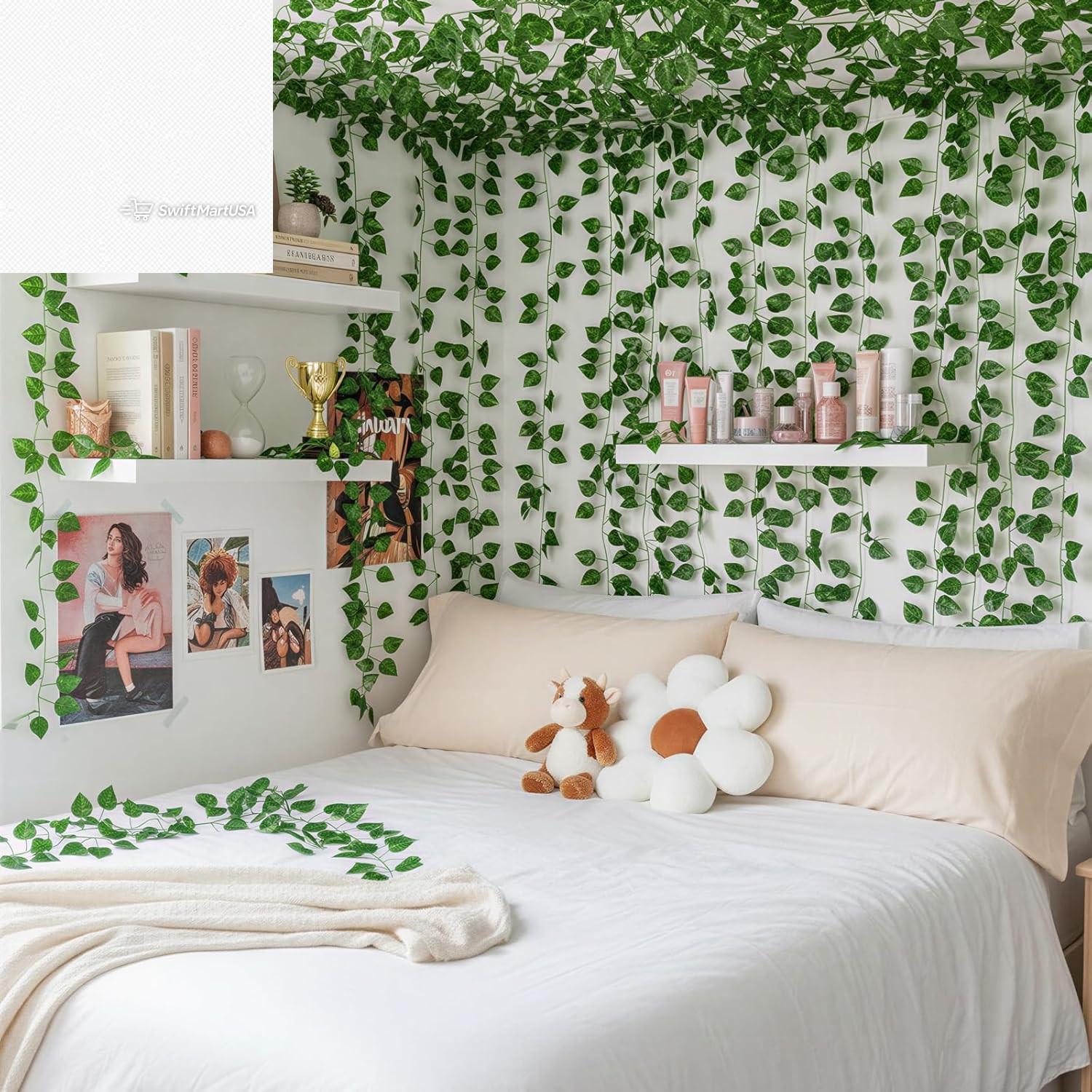 24 Pack Fake Vines 168Ft Artificial Ivy Garland Greenery Room Bedroom Wall Decor