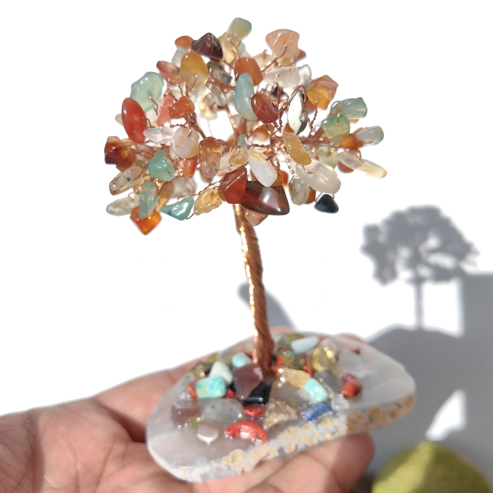 Natural Gemstone Chakra Crystal Tree of Life Wire Wrapped Crystal Tree Round …