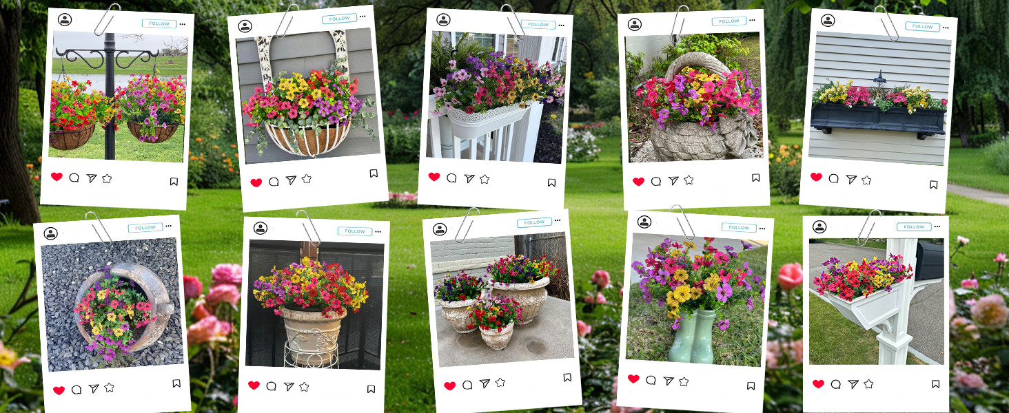 Realistic Artificial Outdoor Flowers UV-Resistant Plastic Fade Resistant Flowers