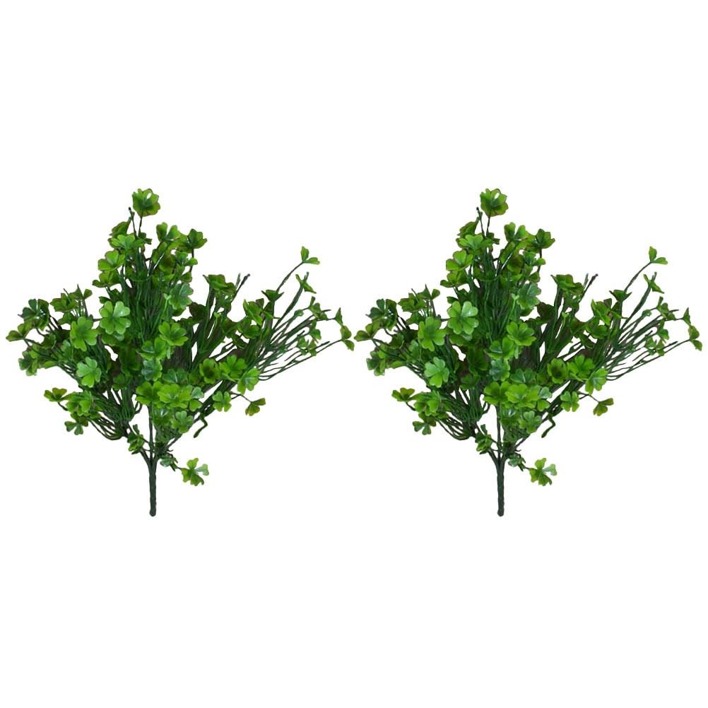 2 Pcs Artificial Four Leaf Clover Plants 15.7In UV-Resistant Silk Greenery, N…