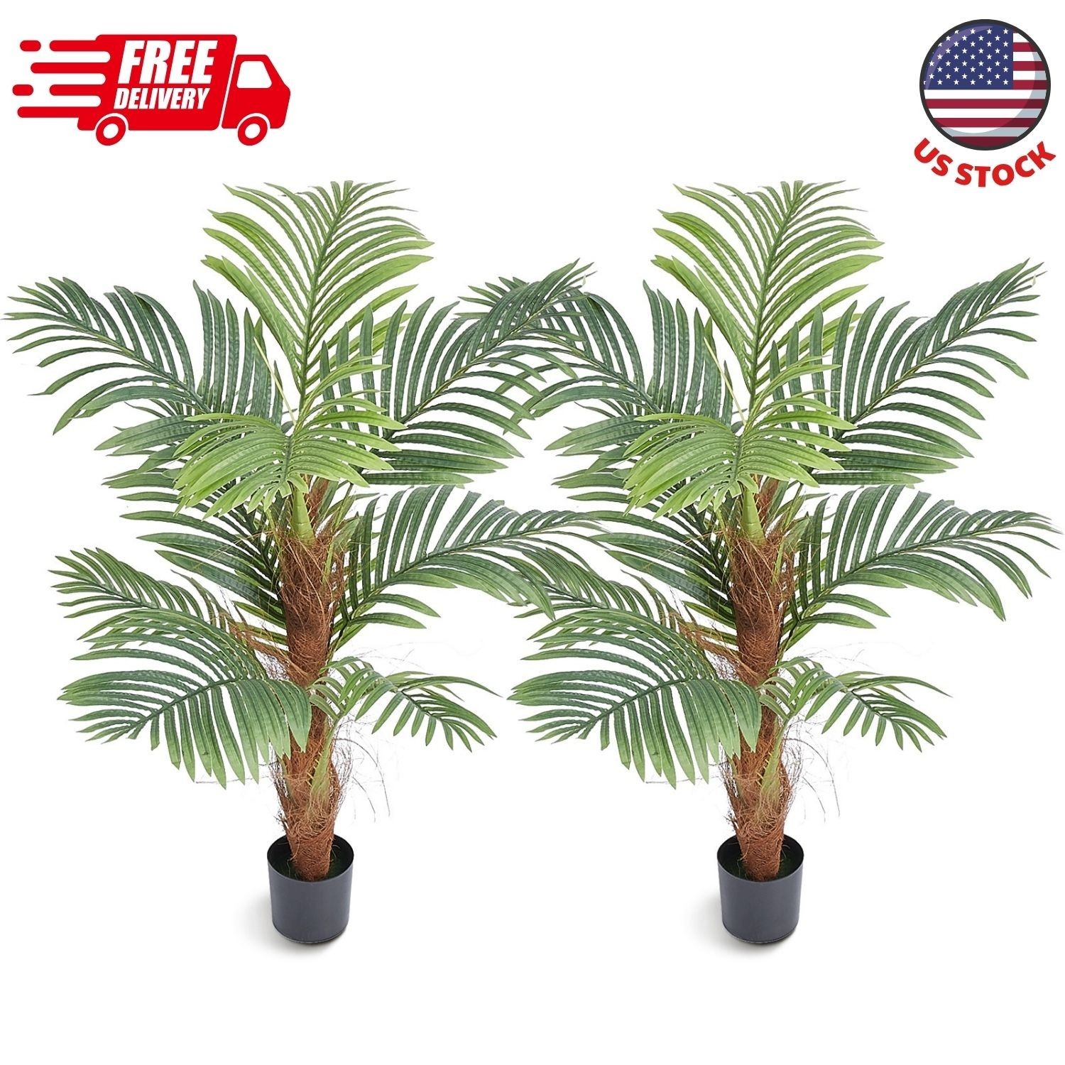 Artificial Palm Tree, 4 FT Tall Faux Plant, Durable PE Material & Stable Base