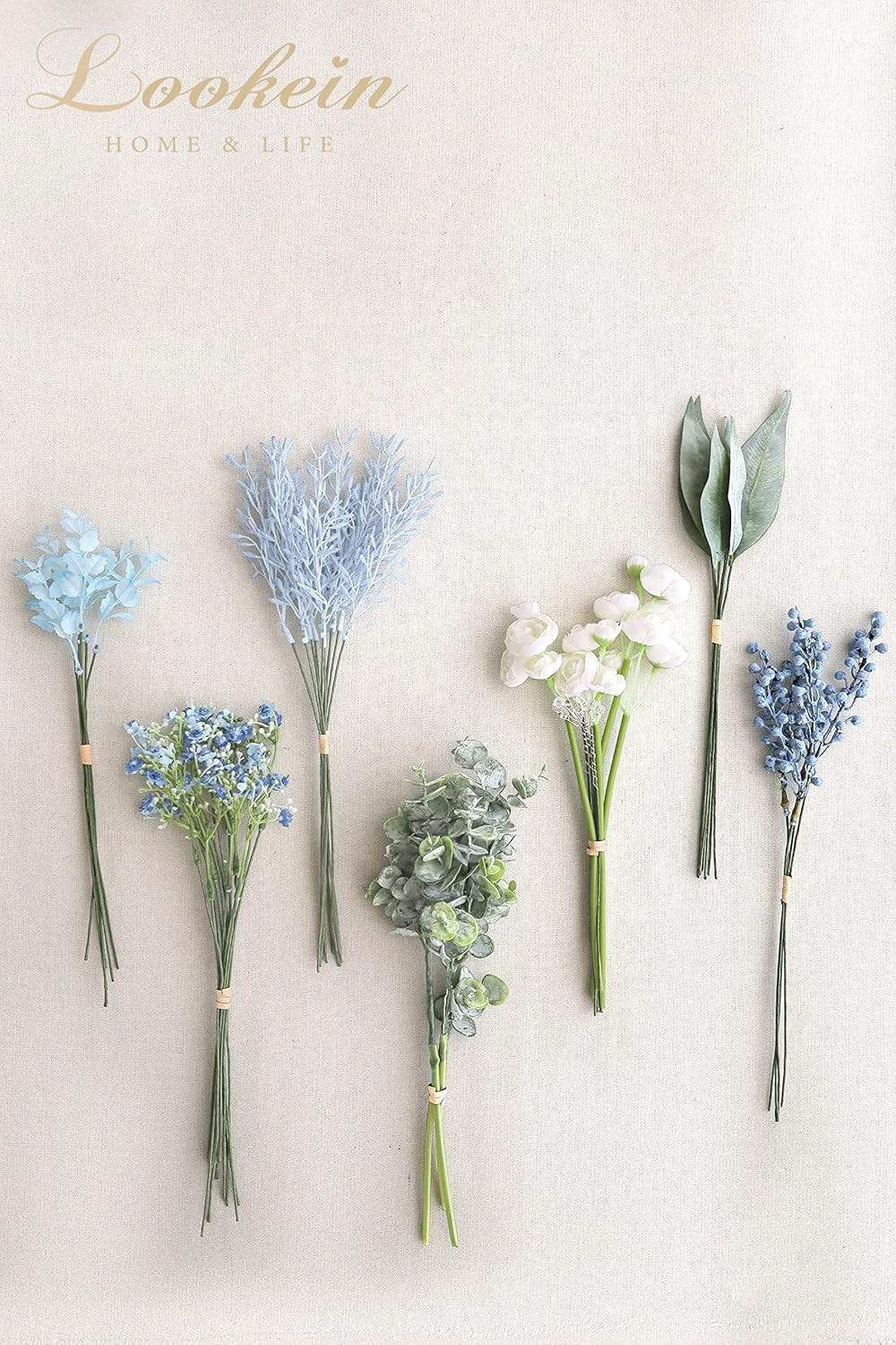 Artificial Greenery Filler Stems in Bulk 53Pcs with 8 Kinds Tall Greenery Stems