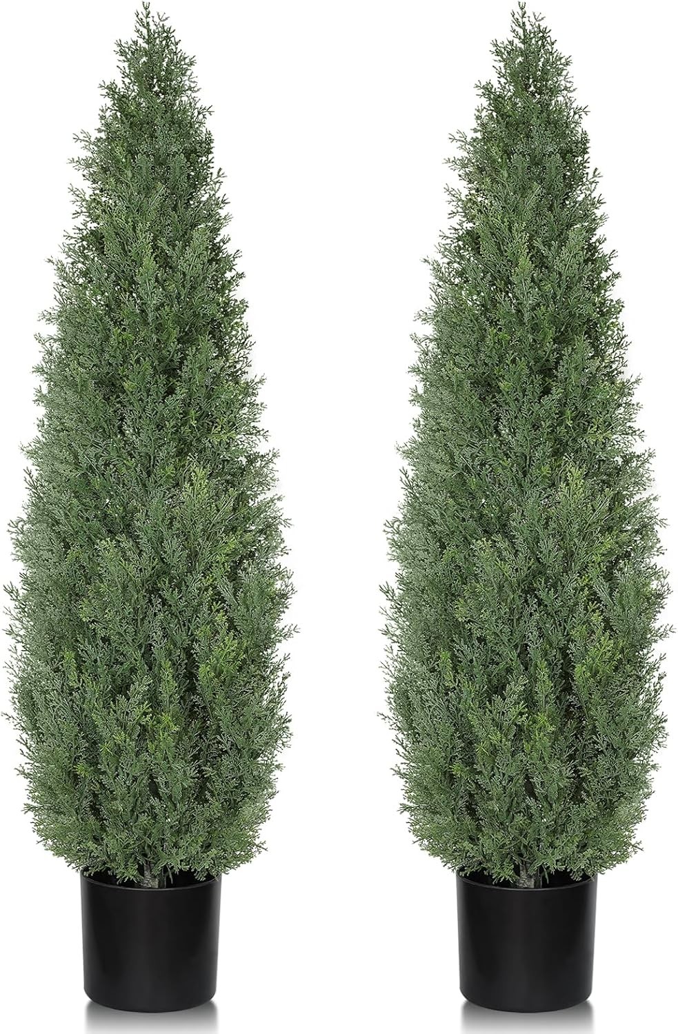 Artificial Cedar Trees for Outdoors Faux Cypress Topiary UV Resistant Set of 2