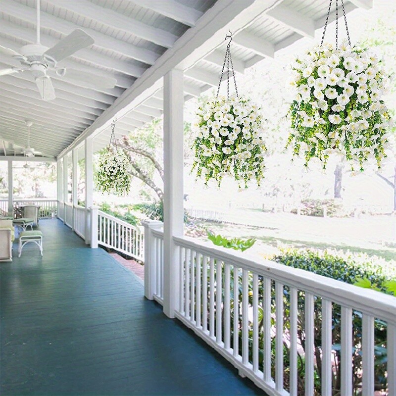 4PCS Artificial Morning Glory Vines UV Resistant Hanging Flowers Outdoor Decor