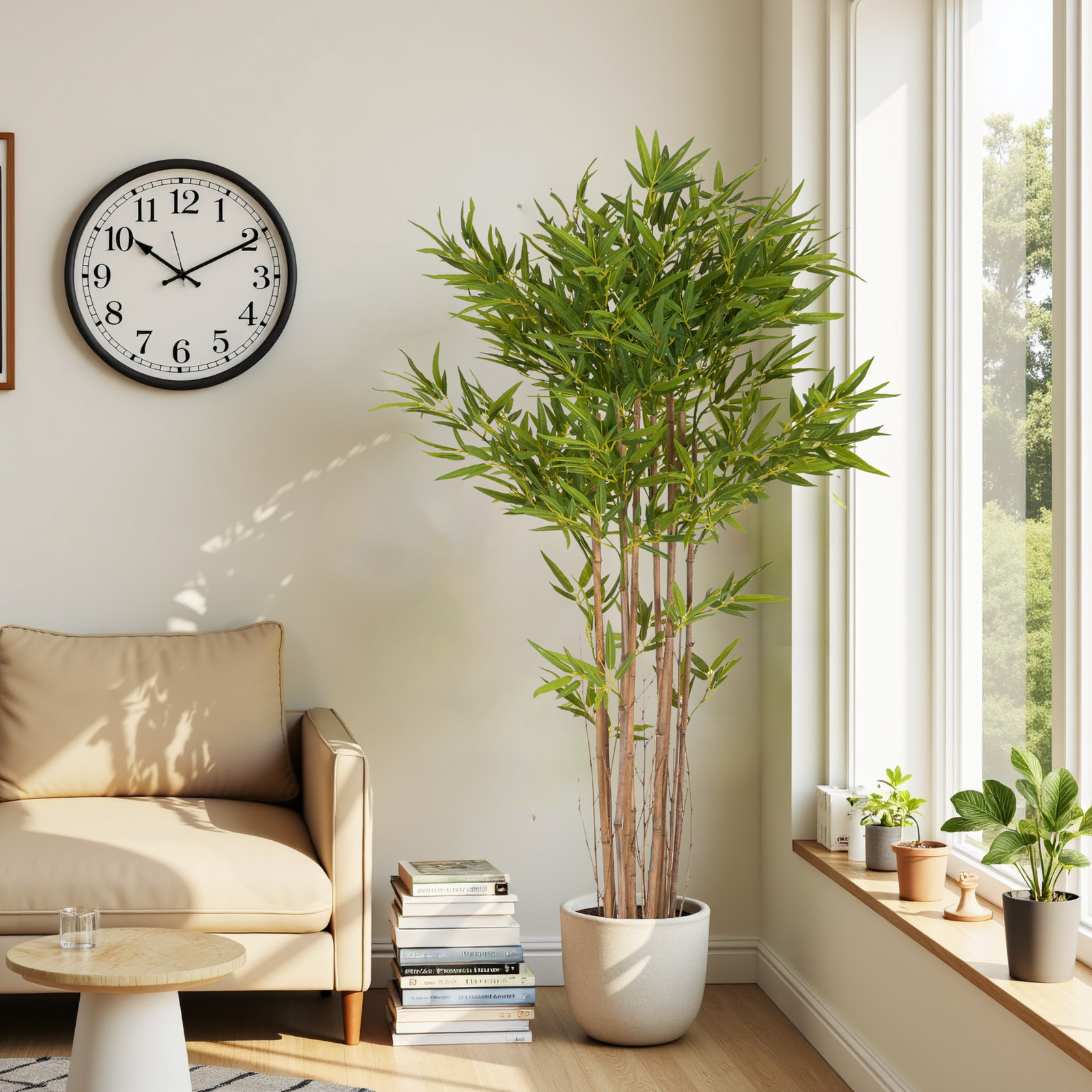 70″ Artificial Bamboo Tree in Pot, Lucky Faux Greenery Home Decor