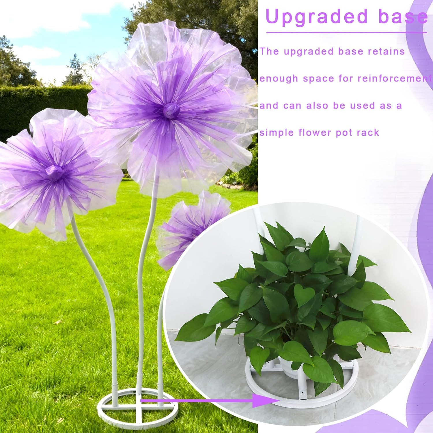 Giant Purple Silk Flowers – 3PCS 5.9Ft Decor for Weddings & Home Events