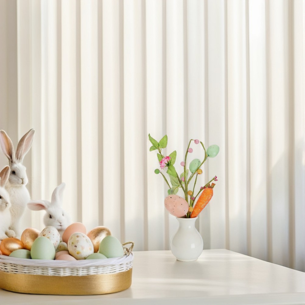 3Pcs Reusable Easter Party Egg Arrangement Stems with Colorful Spring Berries