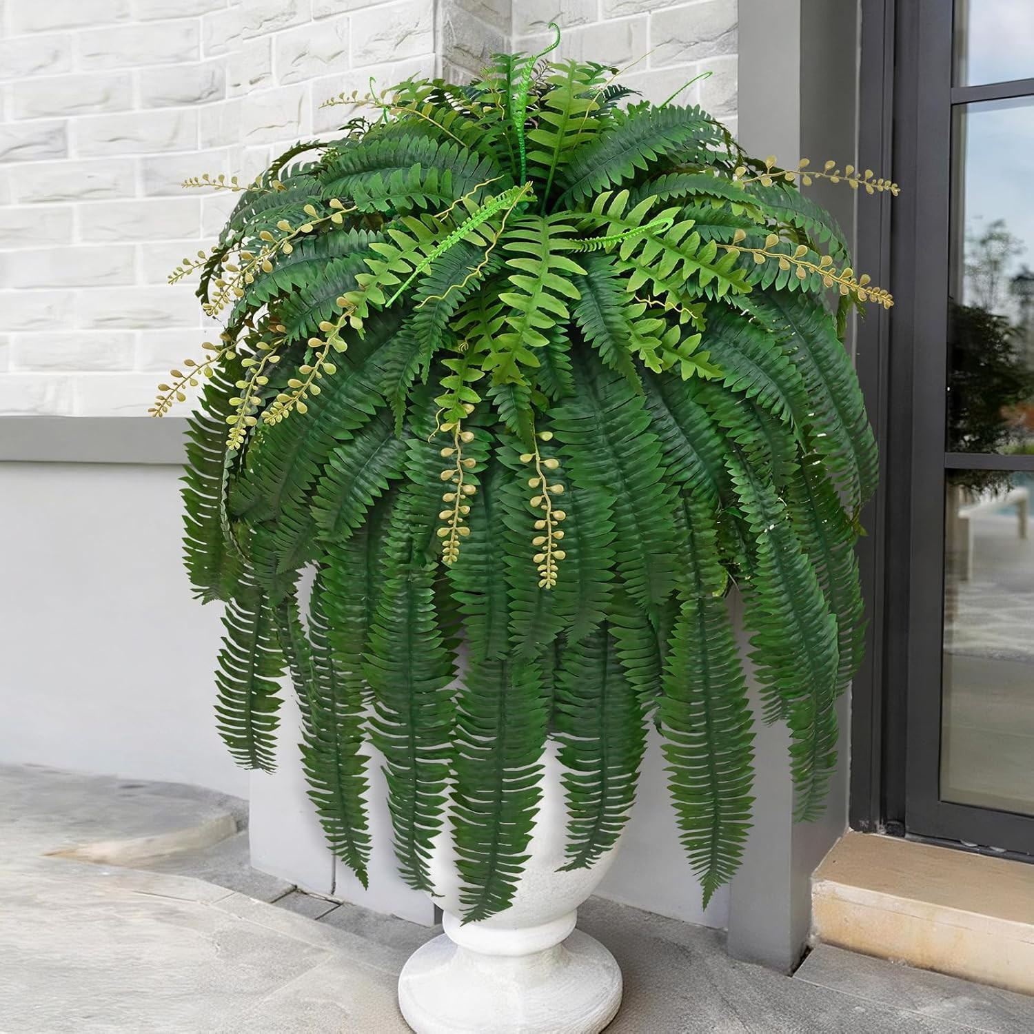 2Pcs 67″ Fake Ferns Large Artificial Ferns Plants for Outdoor | Large & Full, Fa