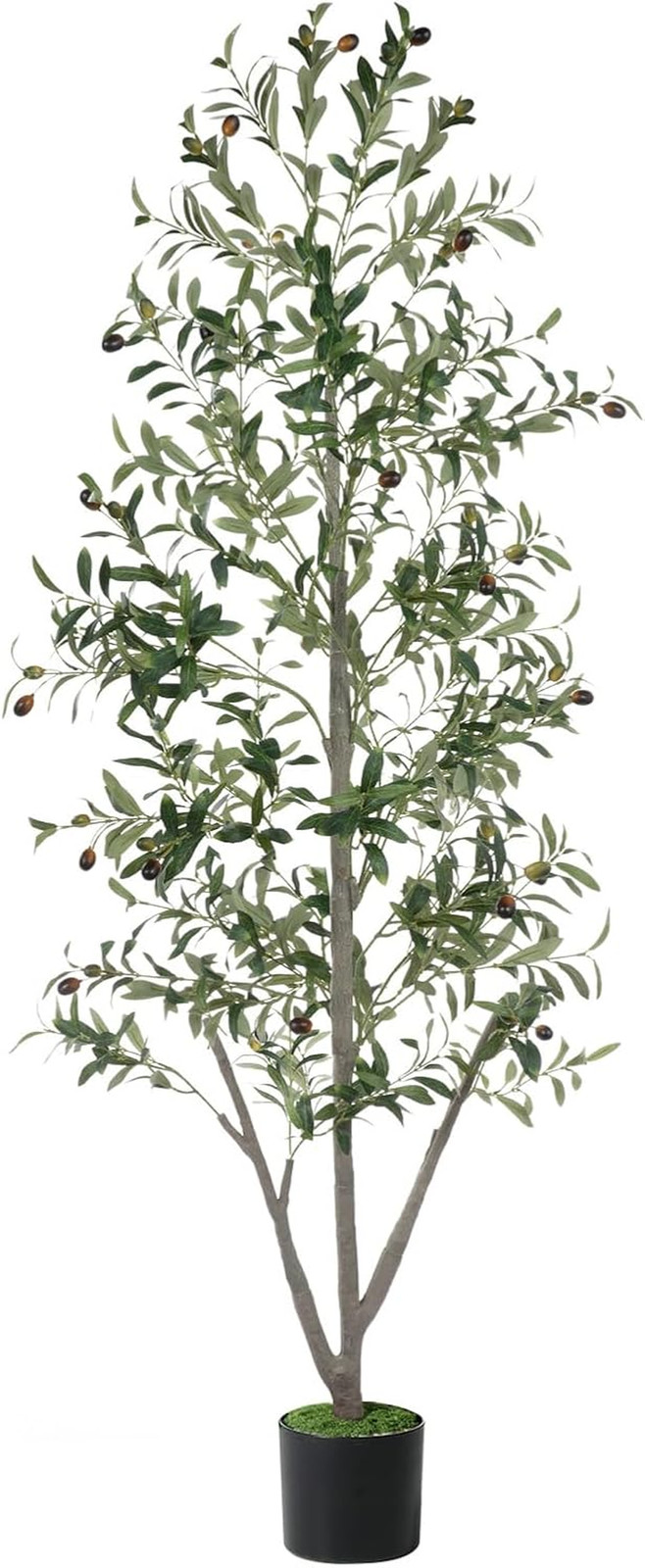 Olive Trees Artificial Indoor, 5FT Tall Faux Olive Tree with Moss and Planter, A