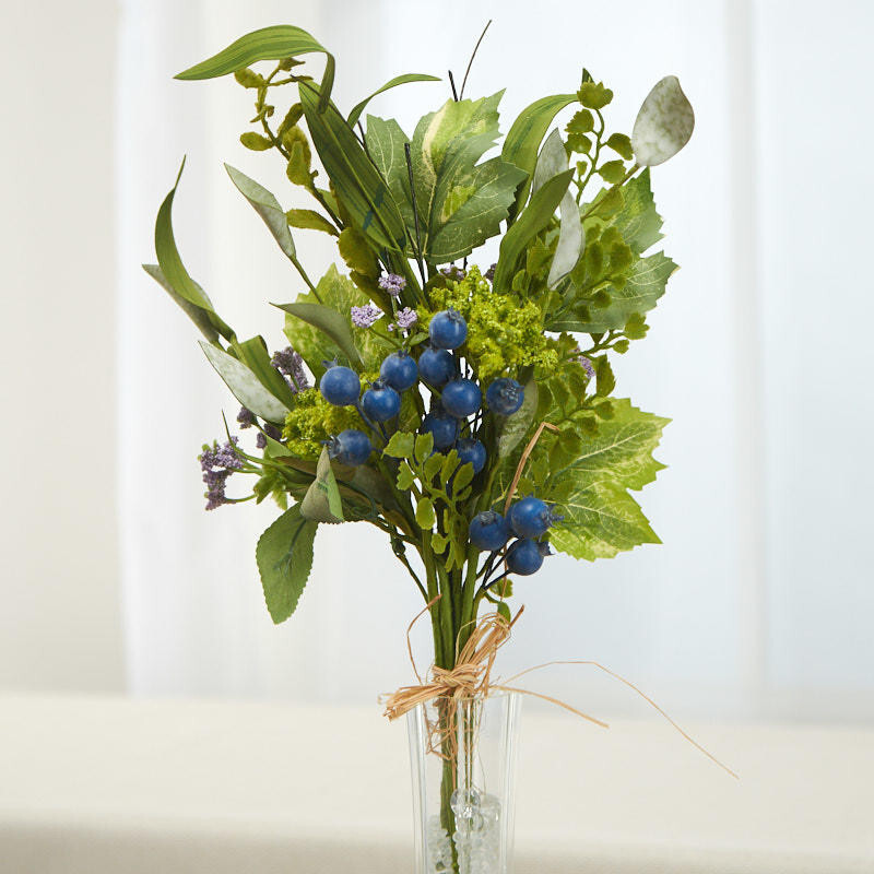 Set of 2 Artificial Blue Berry and Foliage 13-1/2″ Bundles