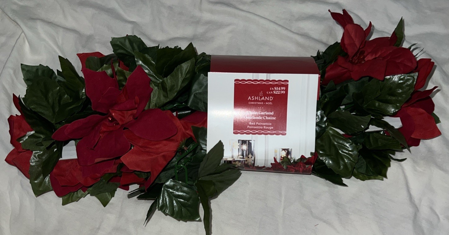 Red Poinsettia Chain Garland by Ashland® (6ft/1.8m)