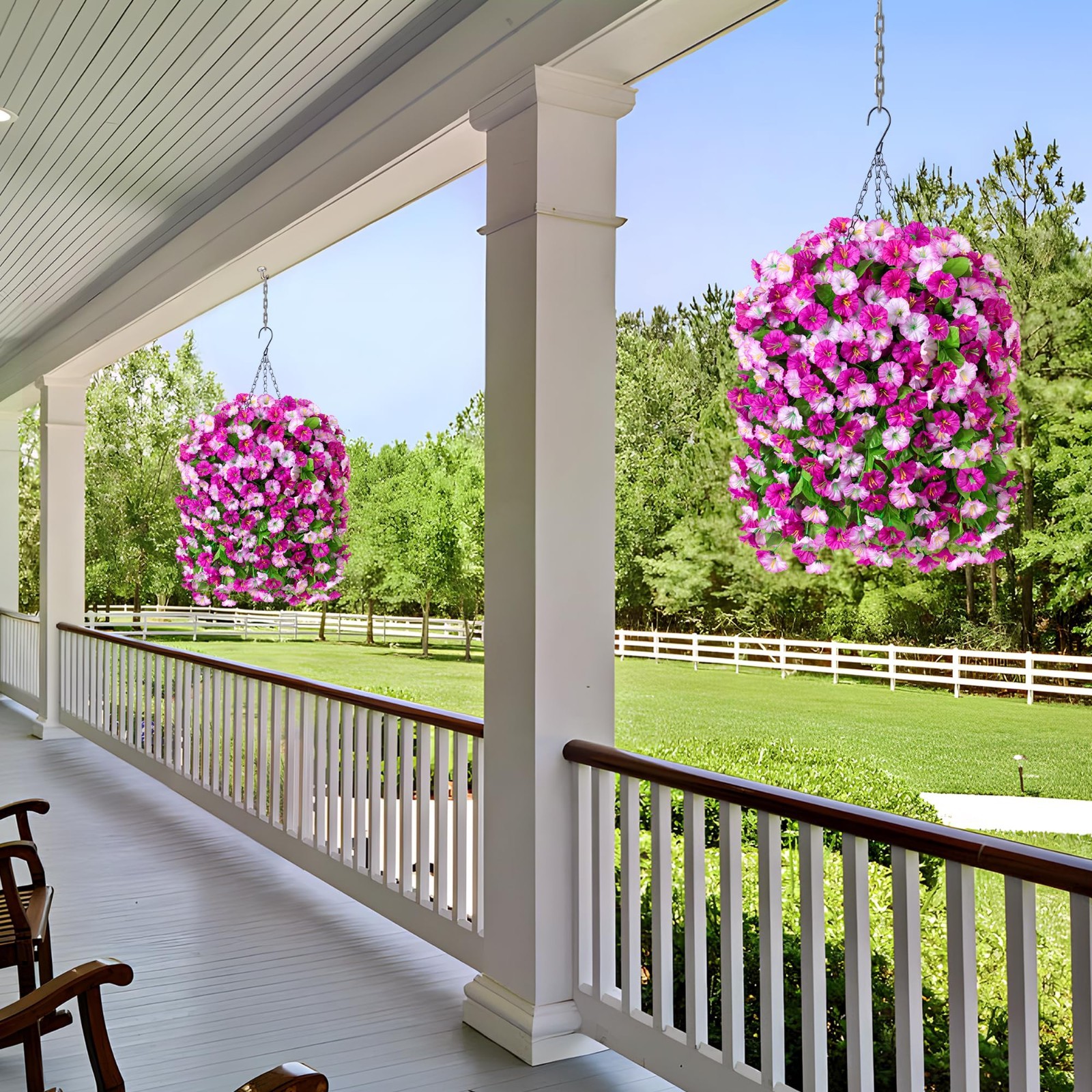 Faux Hanging Flowers Basket – Artificial Silk Floral Planter for Spring & Summer