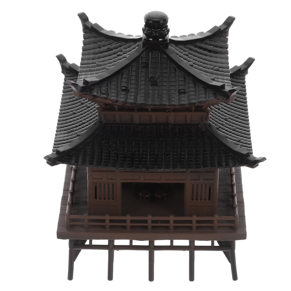 Light Brown Micro Landscape Pavilion Statue Plastic Decor for Home and Office