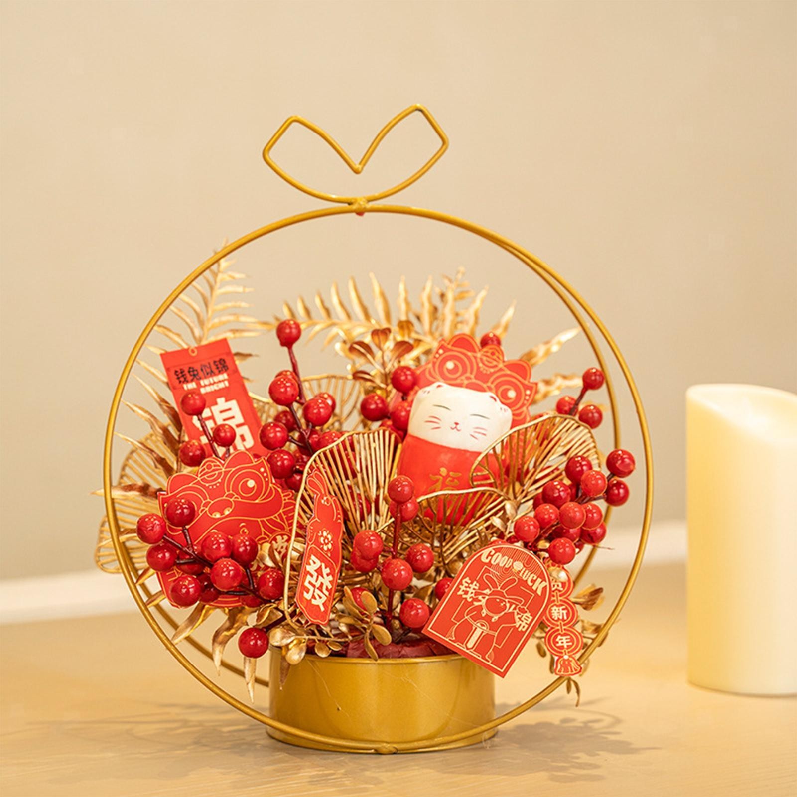 Chinese Flower Iron Basket Spring Festival Decoration Accessories Wedding Party