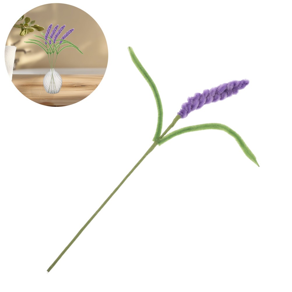 10Pcs Reusable Artificial Lavender Stems Purple Fuzzy Chenille Flowers for Decor