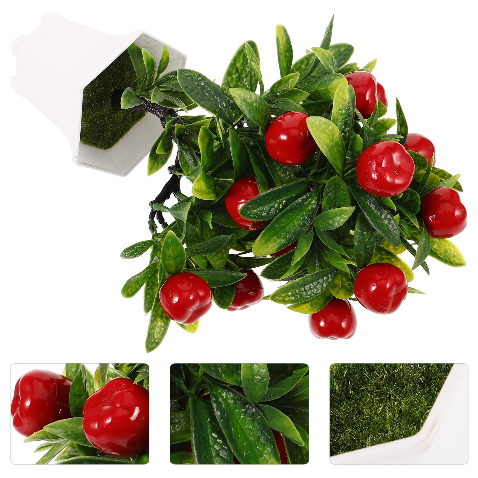Simulated Apple Ornaments Faux Apples Artificial Fruit Tree Decor with Pot fo…