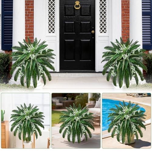 2 Pcs 48″ 2-in-1 Fake Ferns with Spider Plant, 48″-78 Branches-2 Pcs