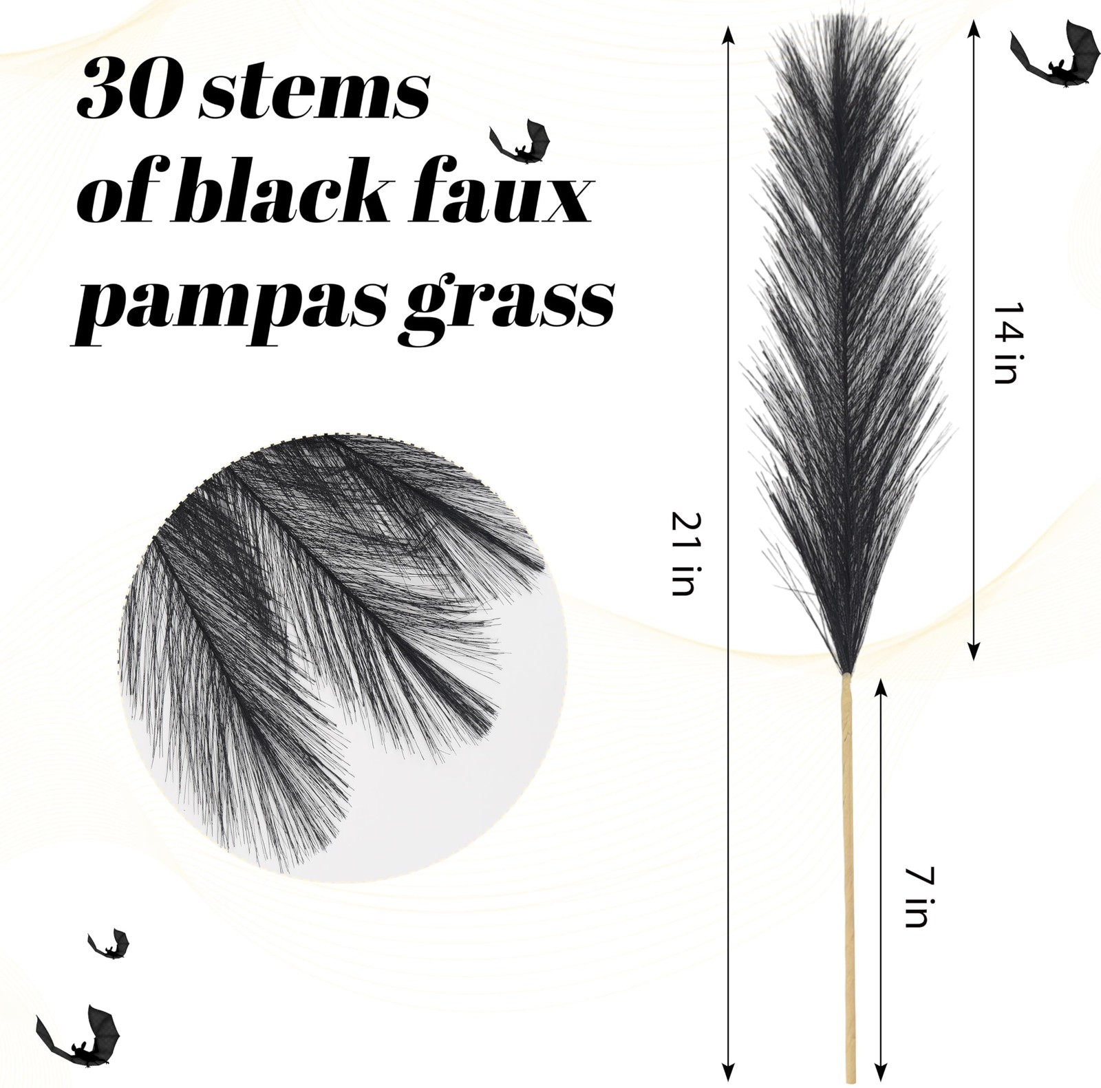 Pampas Grass Decor Artificial Pompous Filler Home Wedding Black 21 In 30 PCS