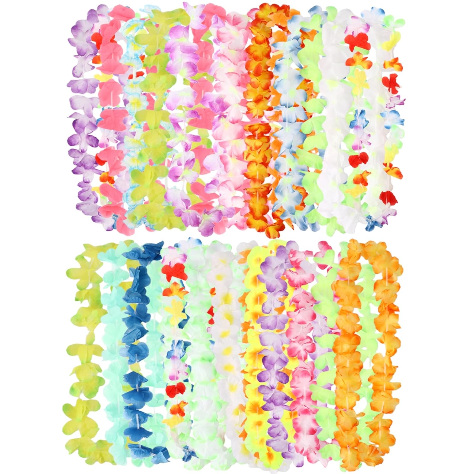 50 Pcs Hawaiian Leis, Tropical Flower Lays, Colorful Party Flower Necklaces, …
