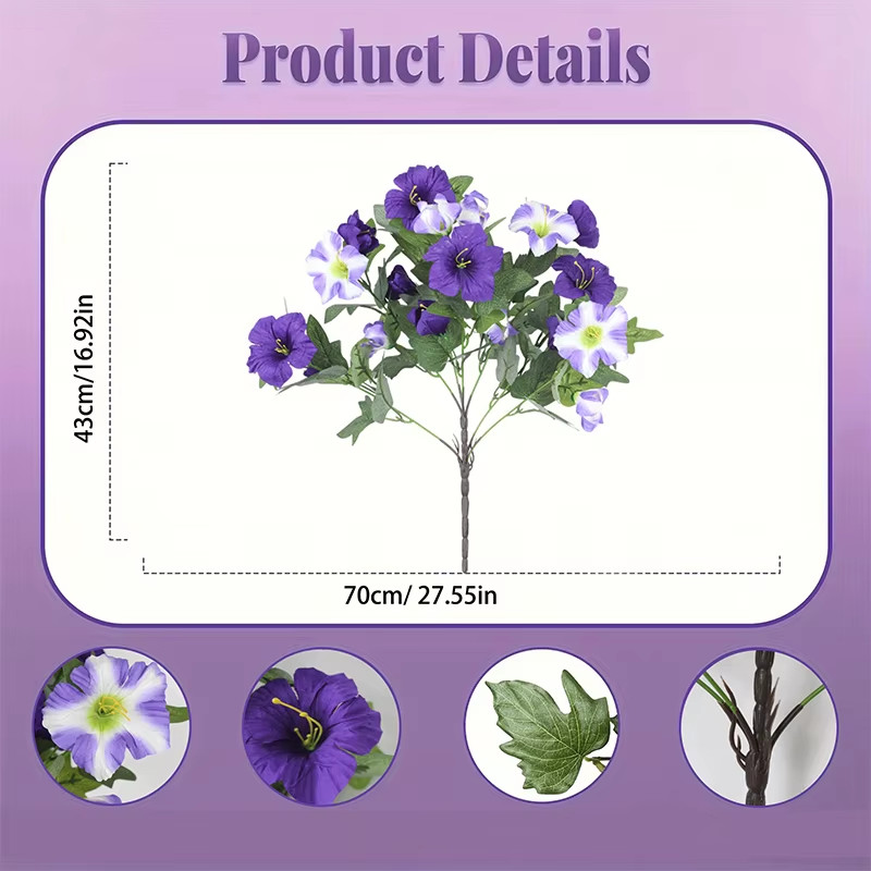 43cm Artificial Morning Glory Flowers Bouquet For Wedding Garden Decoration NEW