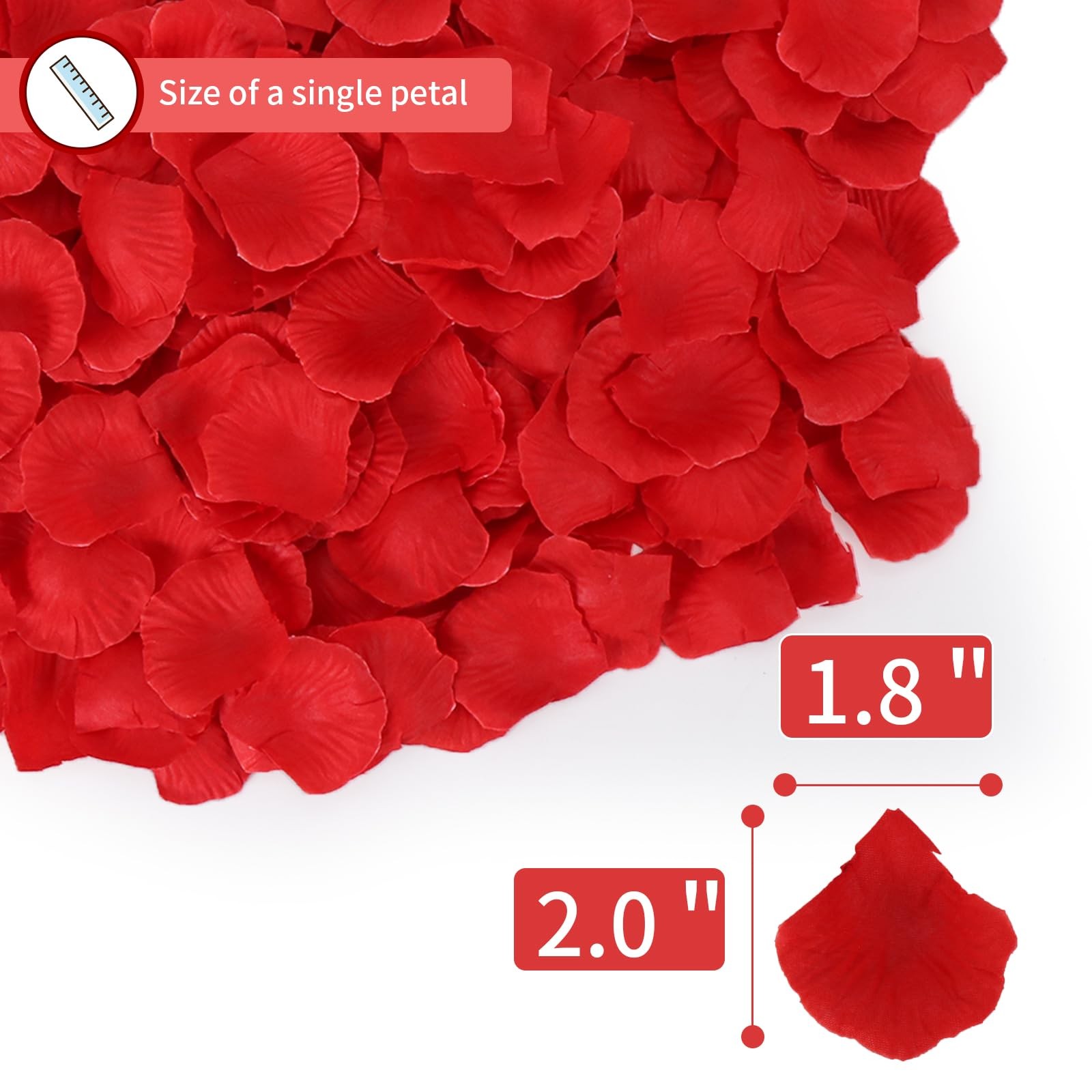 Uvaluefeet 1000 Pcs Artificial Fake Rose Petals,Flower Petals 1000Pcs, Red