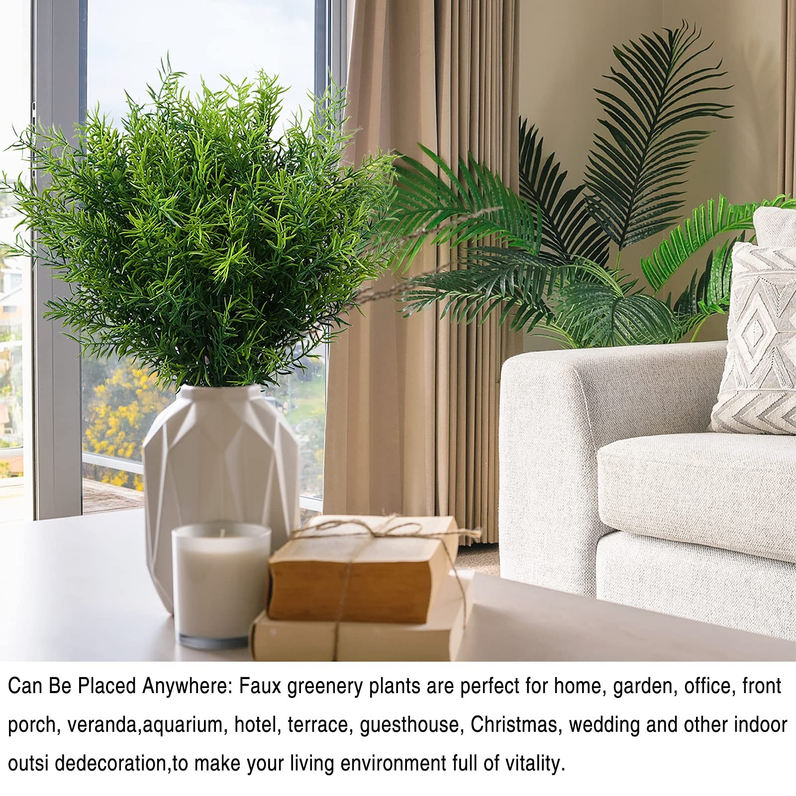 Artificial Plants Flowers Grass Shrubs 8 Pack No Fade Faux Plastic Flowers Ou…