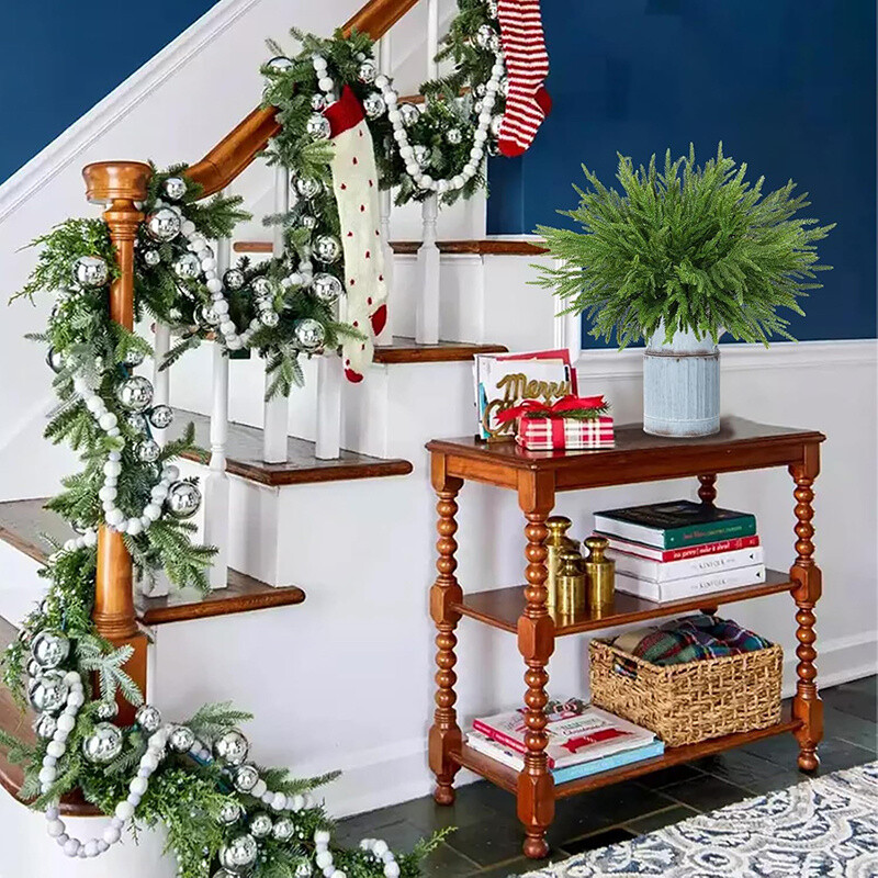 8Pcs Artificial Norfolk Pine Branches for Christmas Wreath Garland DIY 13.38in