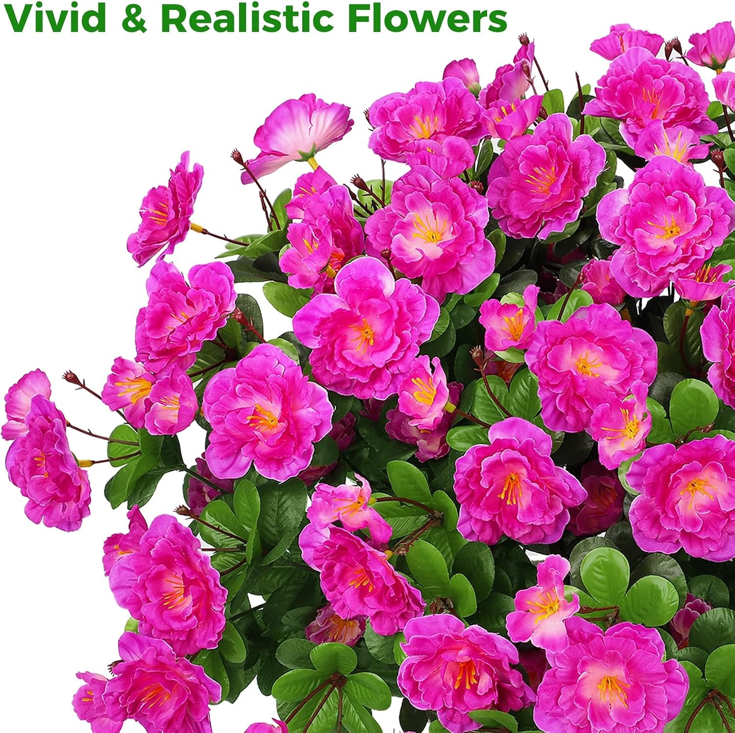 4 Bundles Artificial Camellia Flowers for Outdoors, Fuchsia | Fake silk flowers
