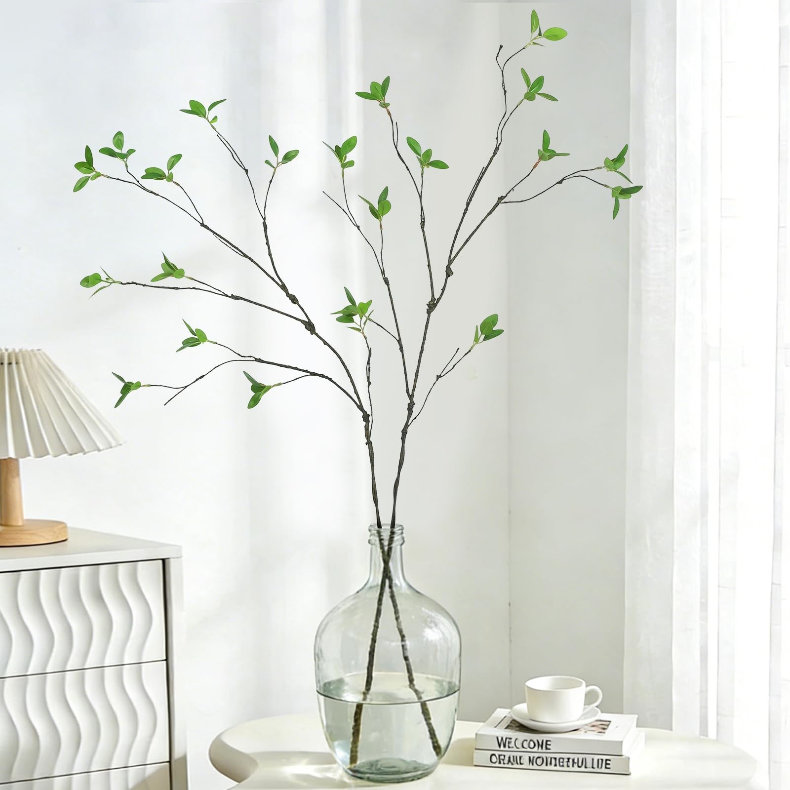 5Pcs Artificial Greenery Stems, 34″ Faux Ficus Leaves Branches Graceful Fake …