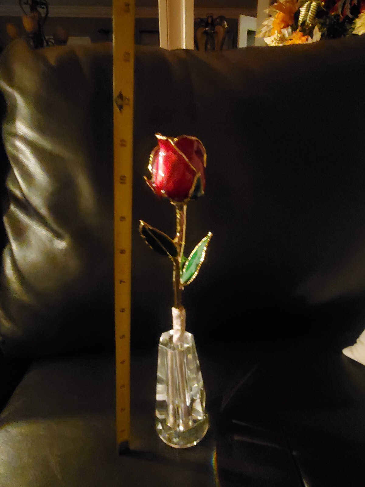 24k Gold Dipped Real Rose (Red) With Vase