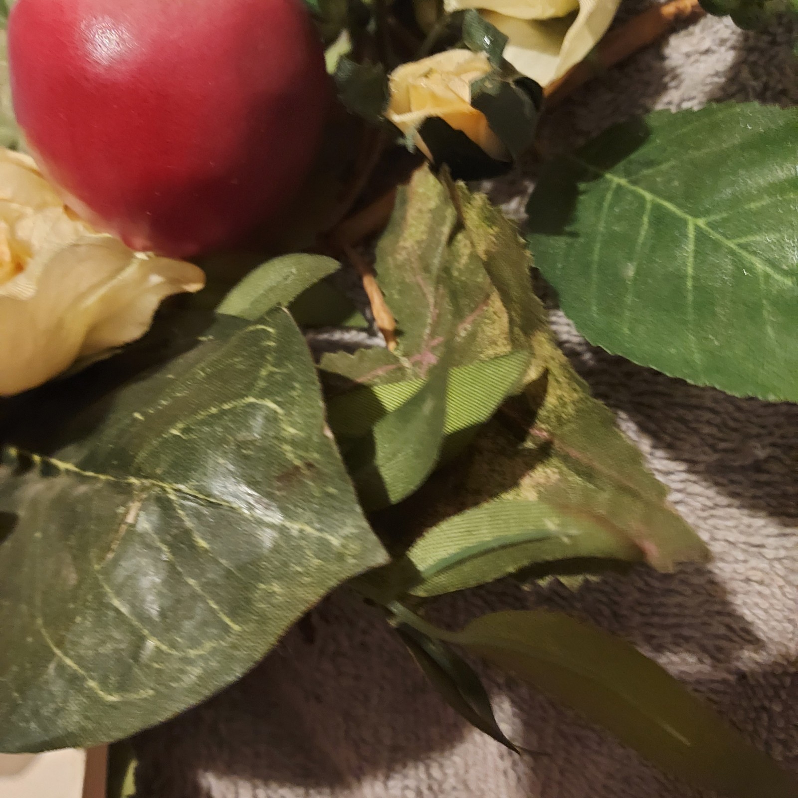 Vtg Floral Fruit Apple Swag Hanging Vine Roses Kitchen Farm Cottage 25 In READ