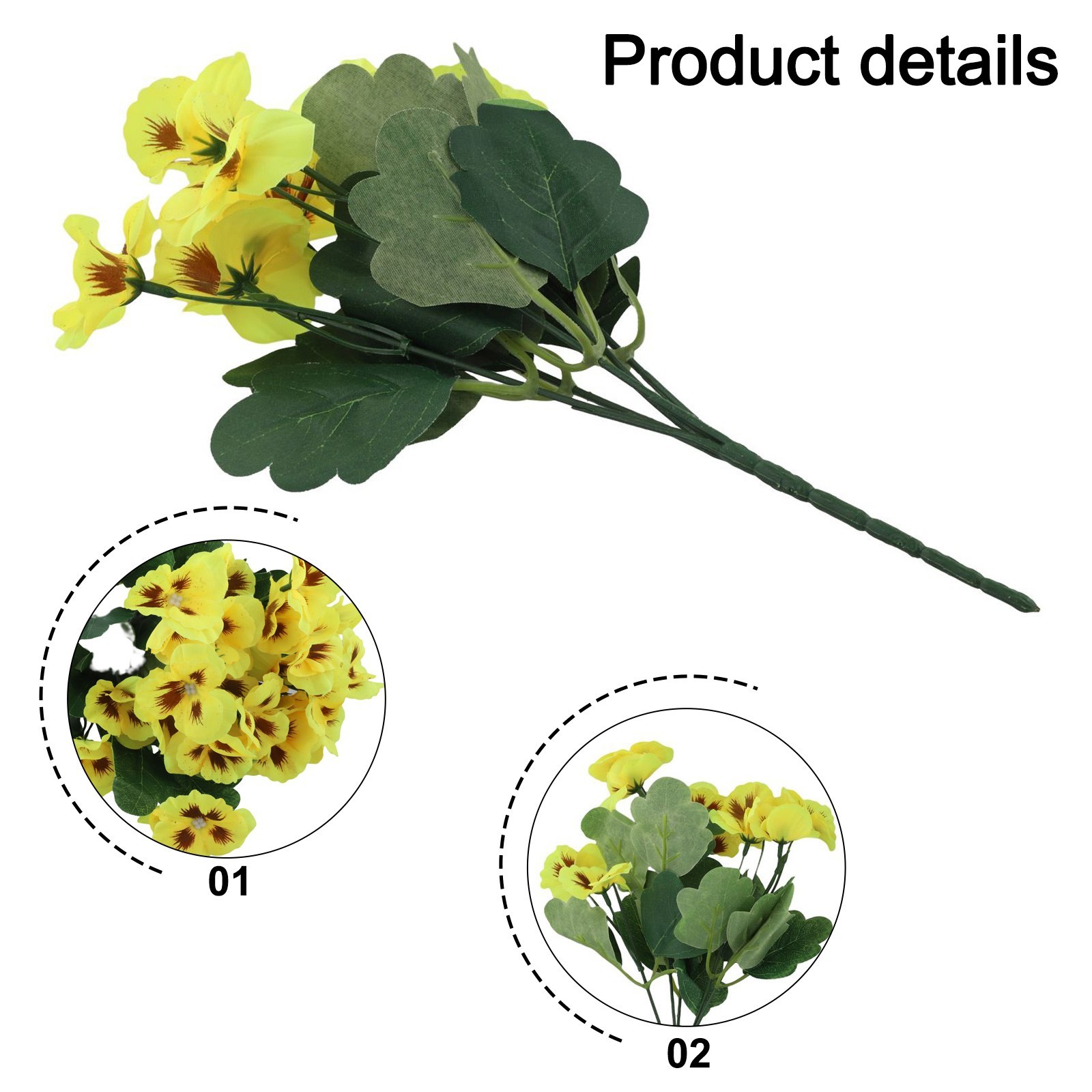 Artificial Pansy Flowers 3pcs for Vibrant For Indoor and Outdoor Decor