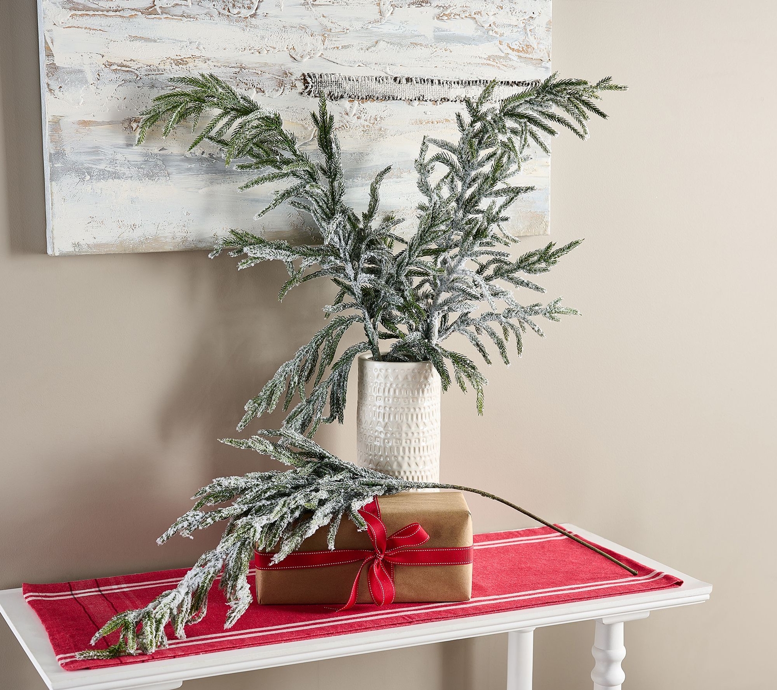 Set of 3 38″ Natural Touch Flocked Pine Stems by Valerie