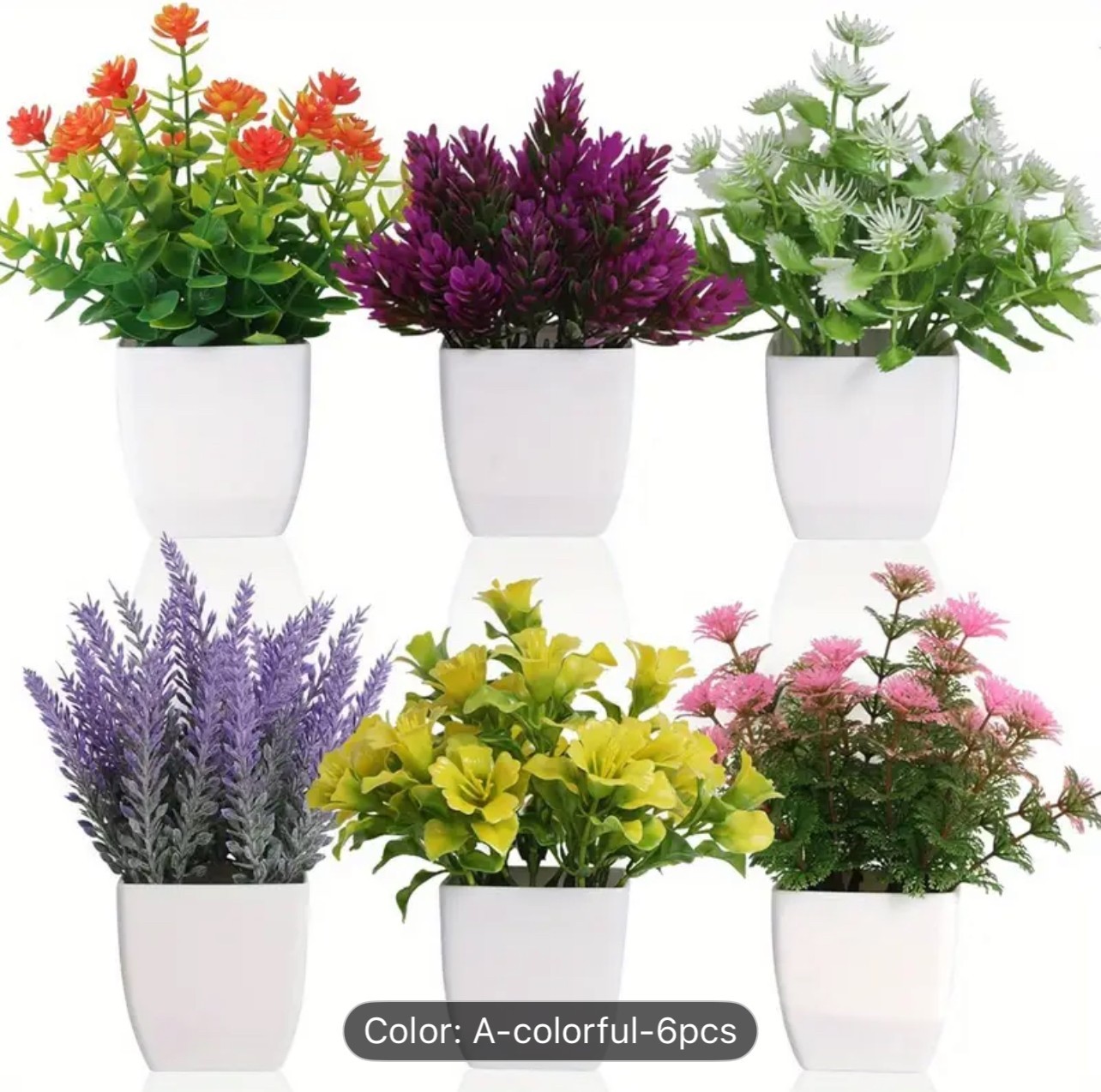 6 Sets Of Artificial Flower Pots For Office And Home Decoration