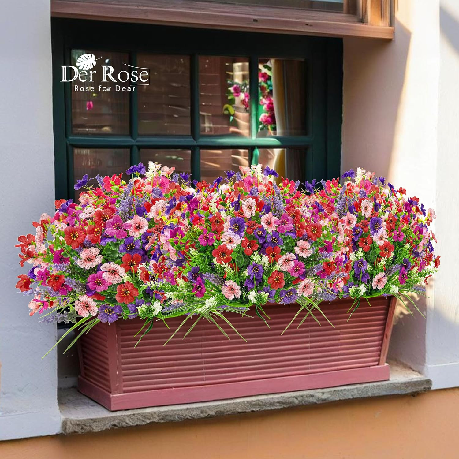 Der Rose 24 Bundles UV Resistant Artificial Flowers for Outdoors Mixed Colors Fa