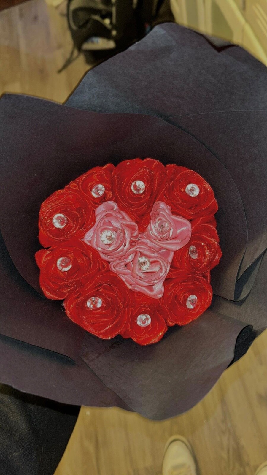 Ribbon rose bouquet, bouquet, flowers, roses, multiple sizes, multiple colors