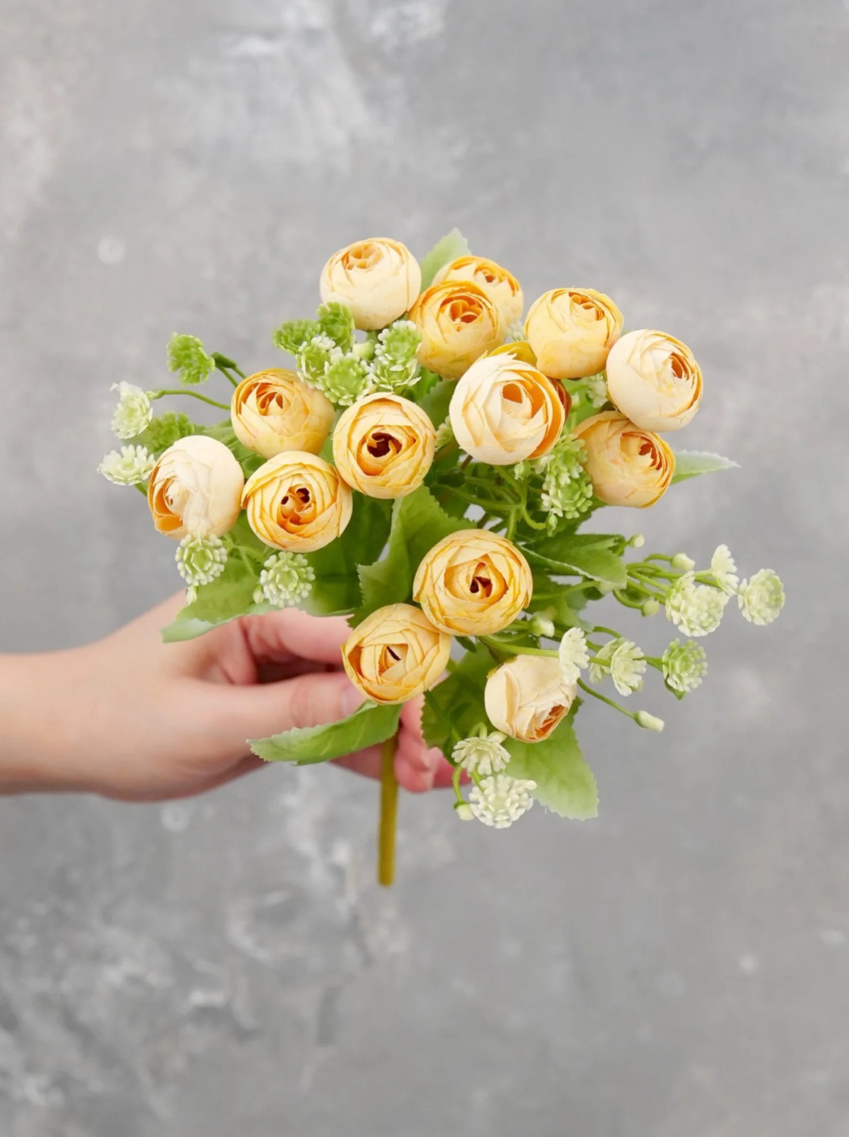 15 Heads Mini Rose Small Bouquet – Yellow | Artificial Flower | Home Decoration