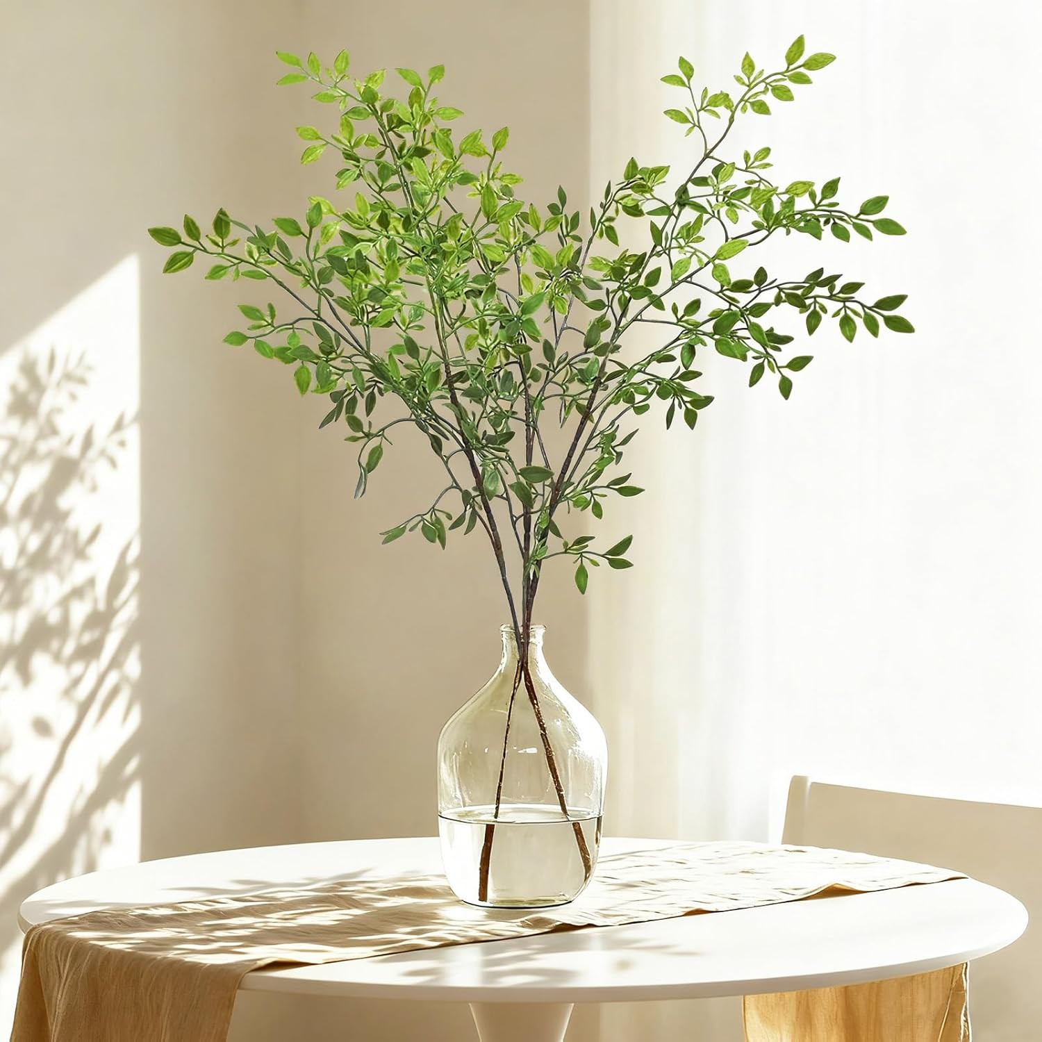 43.3 Inch Green Nandian Fake Plants 2 Pcs Greenery Stems for Vase Decor, Artific