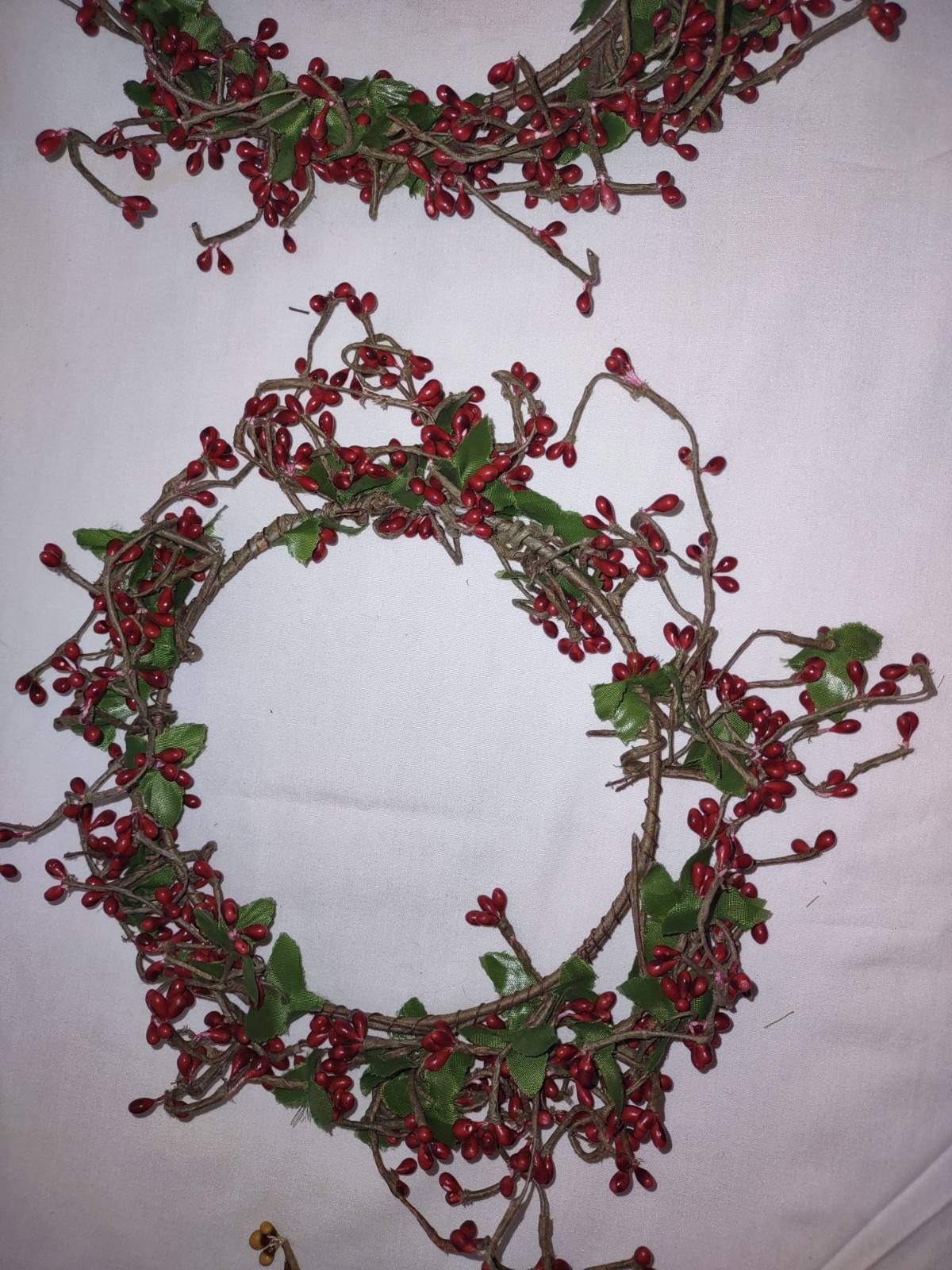 Berry Candle Rings / Wreath (lot of 3) 6″ 4″ Inner Dia – Red (Burgundy & Old Gol