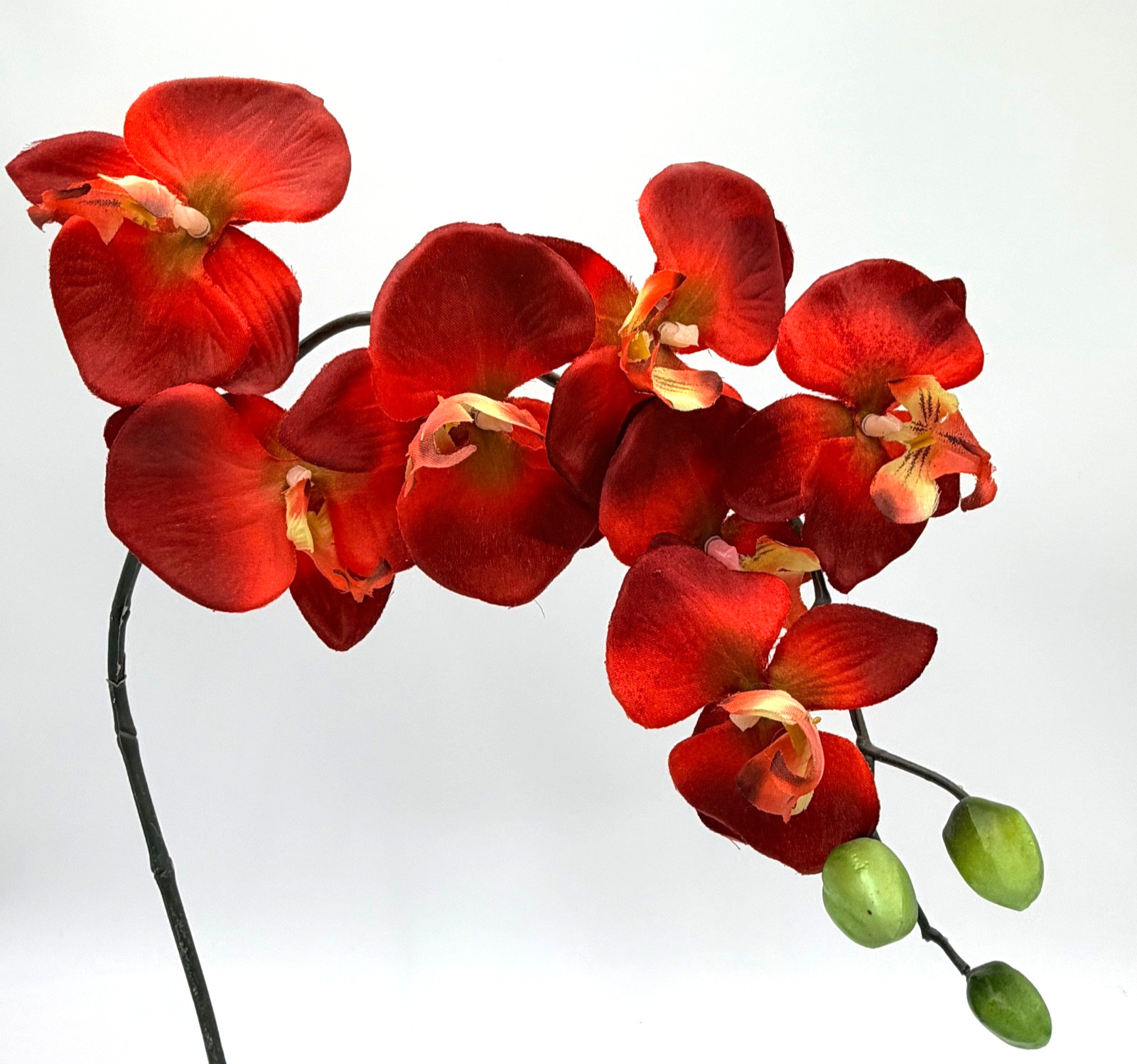 Artificial Red Orchid Flower Arrangement in Decorative Pot Home Table Decor