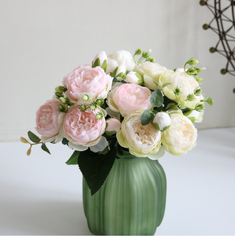 9 Heads Silk Peony Artificial Flowers Wedding Bouquet Home Party Outdoor Decor