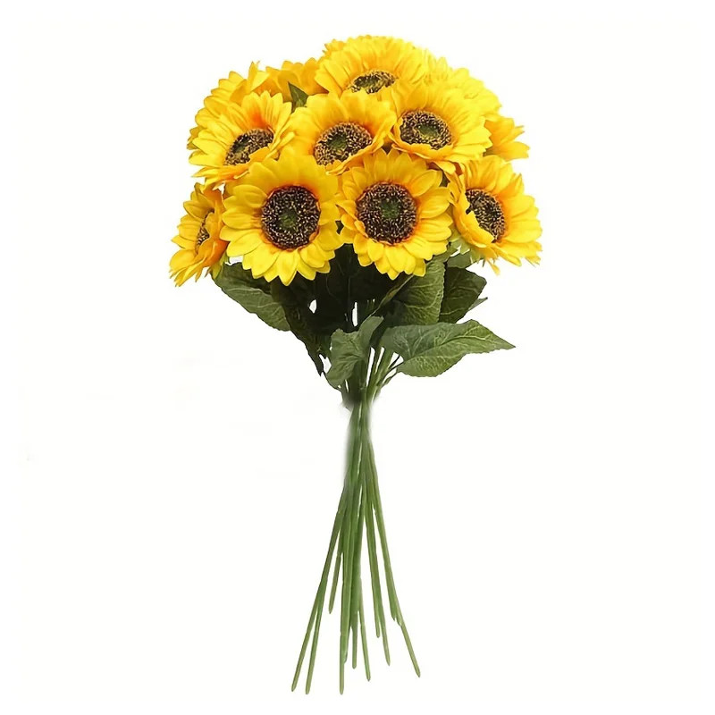 5/10PCS Artificial Sunflowers Bouquet Flowers Fake Decoration for Outdoor Garden